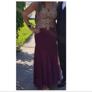 Gold & Maroon Prom Dress